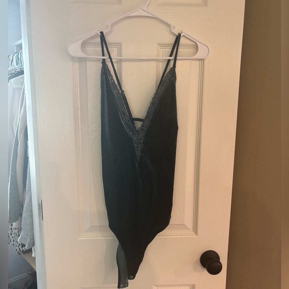 Dark Green Velvet Bodysuit